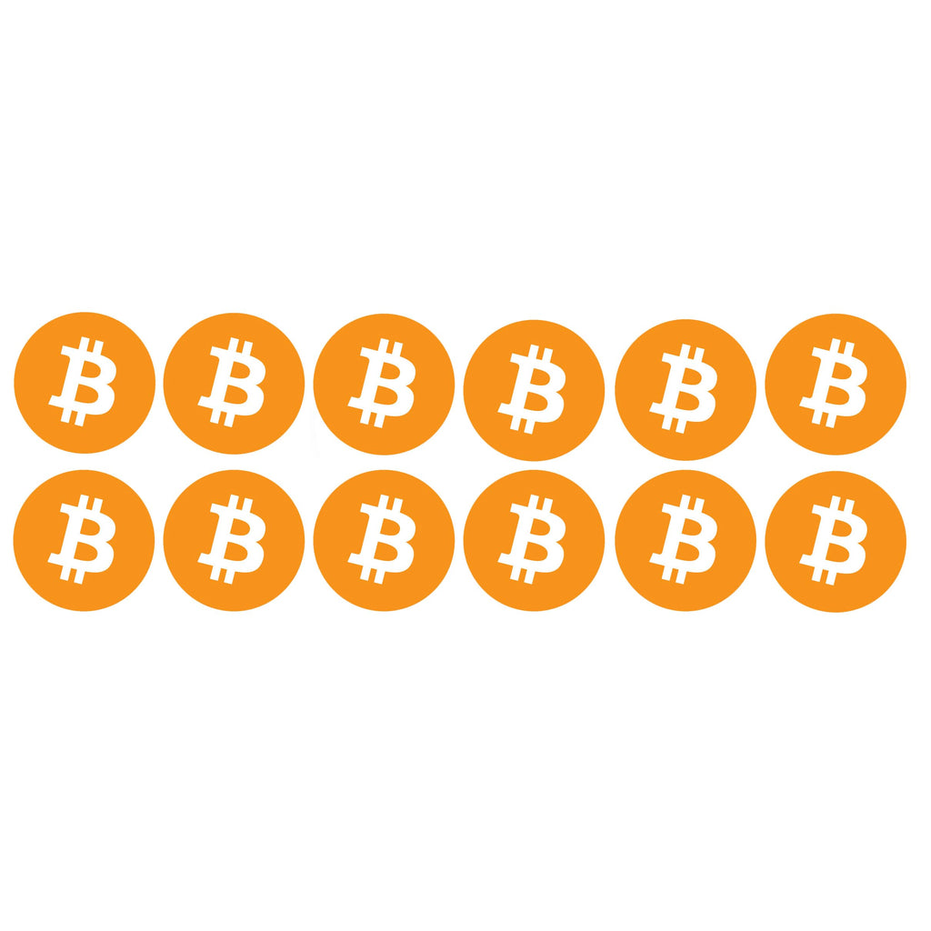 12 Pack Bitcoin Logo Sticker - BTC Bit Coin Crypto Vinyl Decal for Laptop Phone Car Small and Large (0.5" x 0.5" (12 Pack))