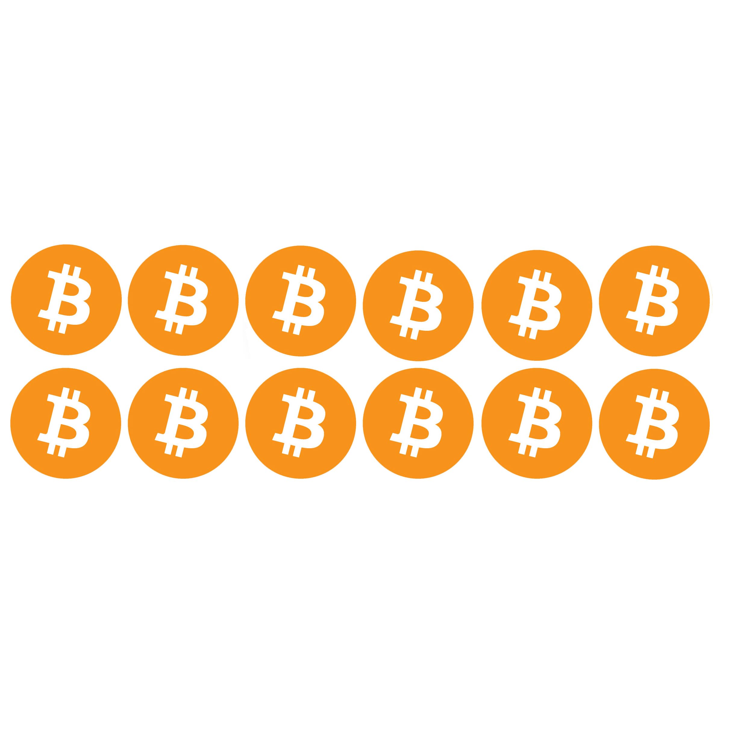 12 Pack Bitcoin Logo Sticker - BTC Bit Coin Crypto Vinyl Decal for Laptop Phone Car Small and Large (0.5" x 0.5" (12 Pack))
