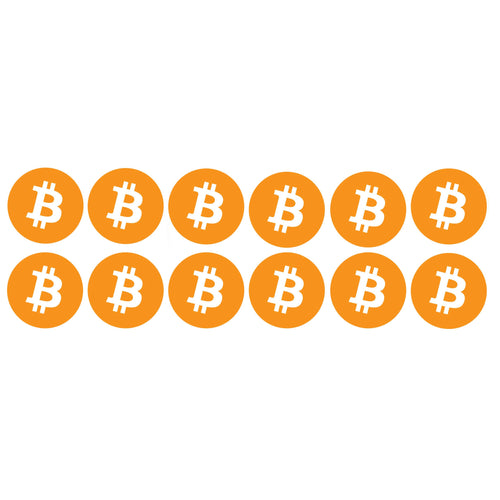 12 Pack Bitcoin Logo Sticker - BTC Bit Coin Crypto Vinyl Decal for Laptop Phone Car Small and Large (0.5" x 0.5" (12 Pack))